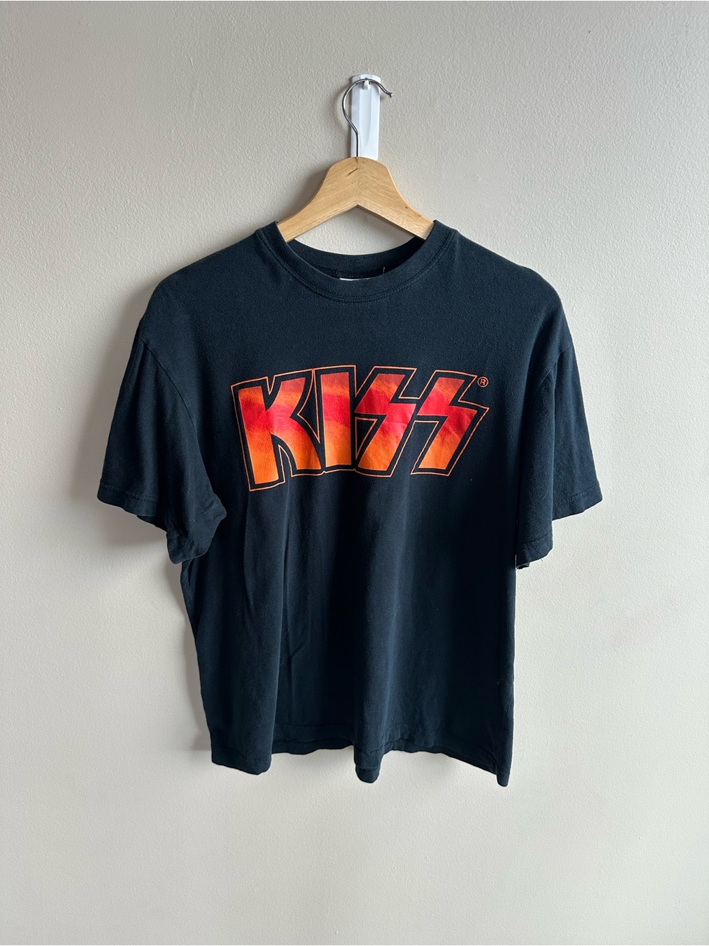 Kiss Black T-Shirt with Red and Orange Gradient Logo